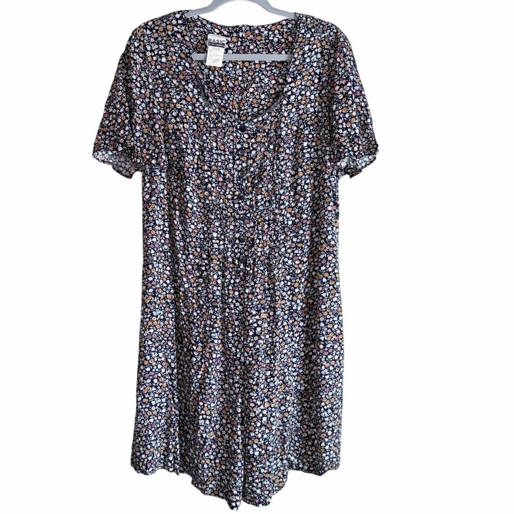 Vintage basic editions 100% rayon ditsy print cottagecore romper plus size 1X